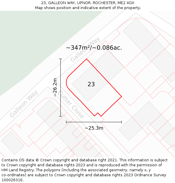 23, GALLEON WAY, UPNOR, ROCHESTER, ME2 4GX: Plot and title map