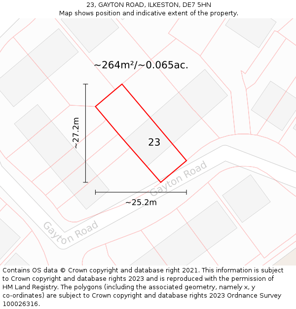 23, GAYTON ROAD, ILKESTON, DE7 5HN: Plot and title map