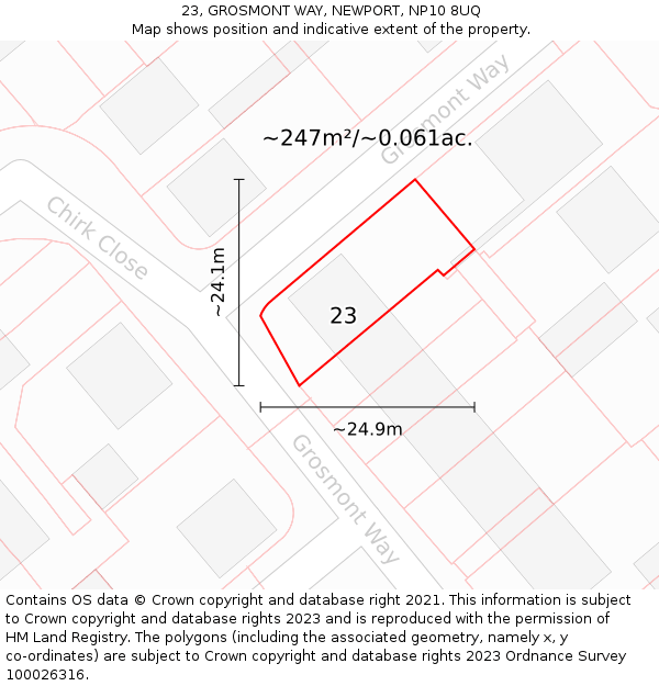 23, GROSMONT WAY, NEWPORT, NP10 8UQ: Plot and title map