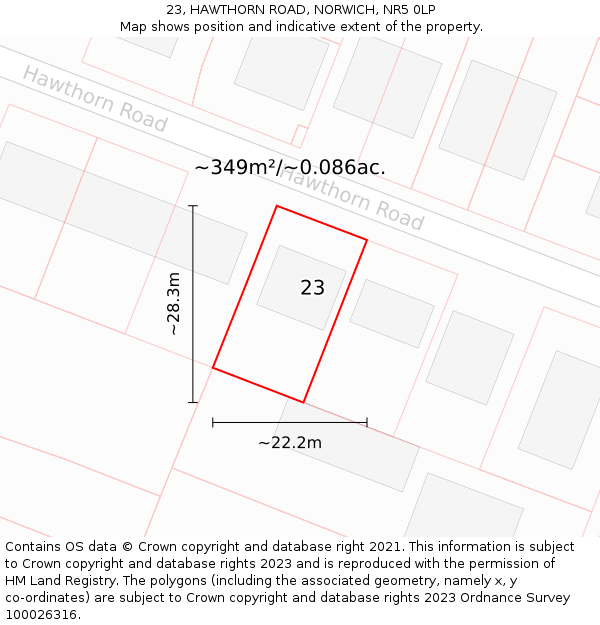 23, HAWTHORN ROAD, NORWICH, NR5 0LP: Plot and title map