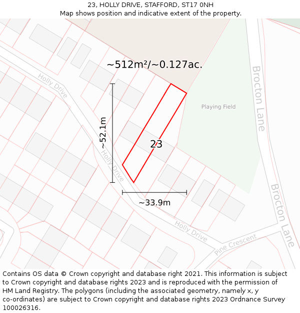 23, HOLLY DRIVE, STAFFORD, ST17 0NH: Plot and title map