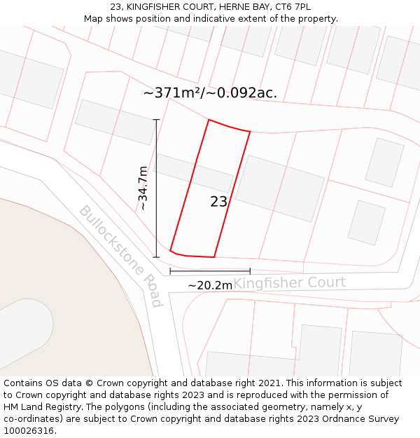 23, KINGFISHER COURT, HERNE BAY, CT6 7PL: Plot and title map