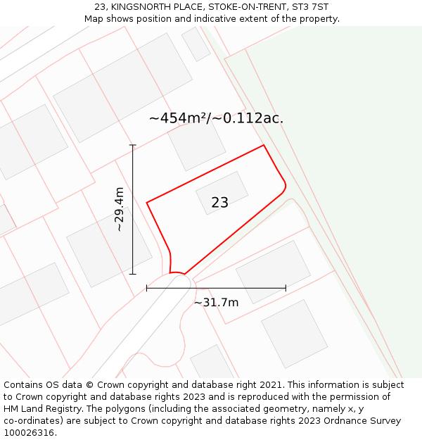 23, KINGSNORTH PLACE, STOKE-ON-TRENT, ST3 7ST: Plot and title map