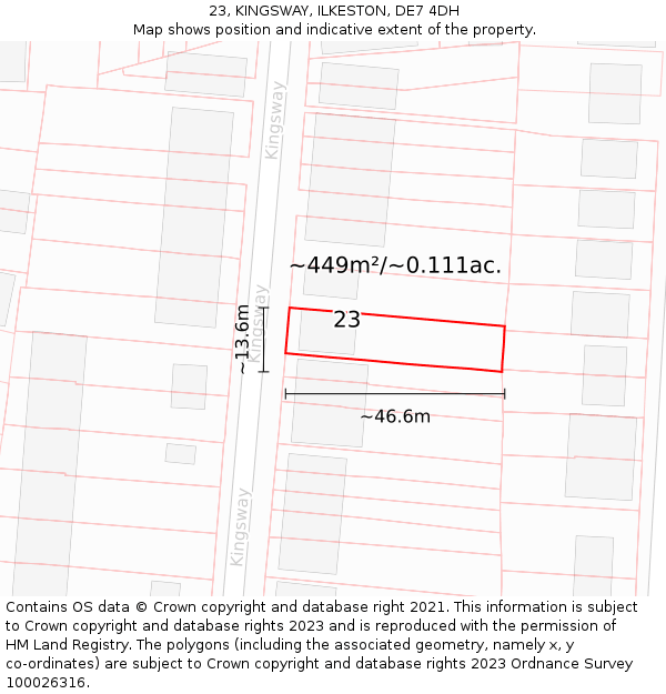 23, KINGSWAY, ILKESTON, DE7 4DH: Plot and title map