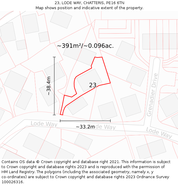 23, LODE WAY, CHATTERIS, PE16 6TN: Plot and title map