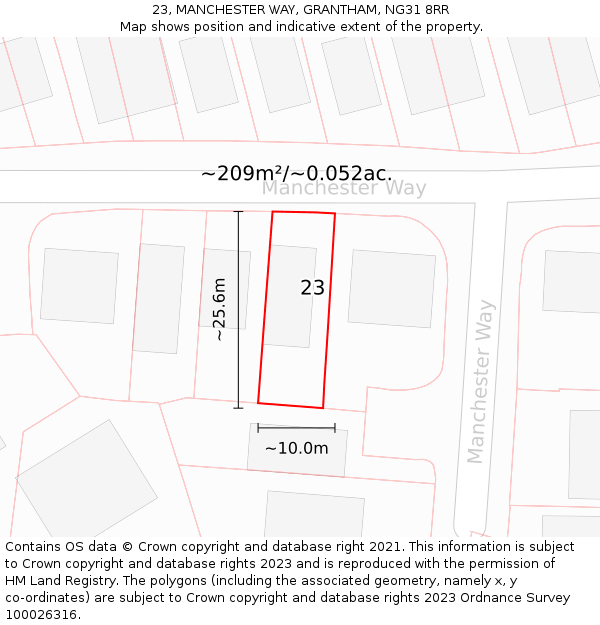 23, MANCHESTER WAY, GRANTHAM, NG31 8RR: Plot and title map