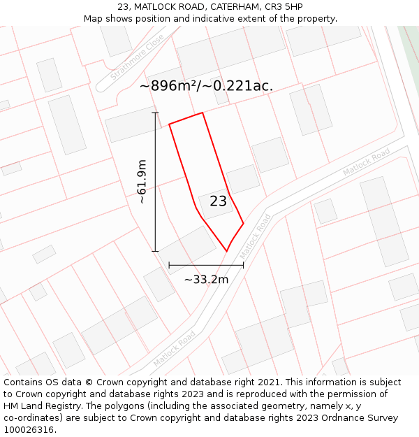 23, MATLOCK ROAD, CATERHAM, CR3 5HP: Plot and title map