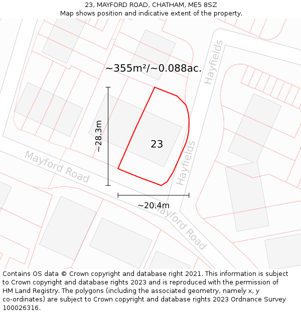 23, MAYFORD ROAD, CHATHAM, ME5 8SZ: Plot and title map