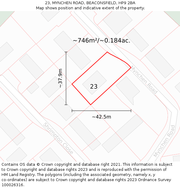 23, MYNCHEN ROAD, BEACONSFIELD, HP9 2BA: Plot and title map