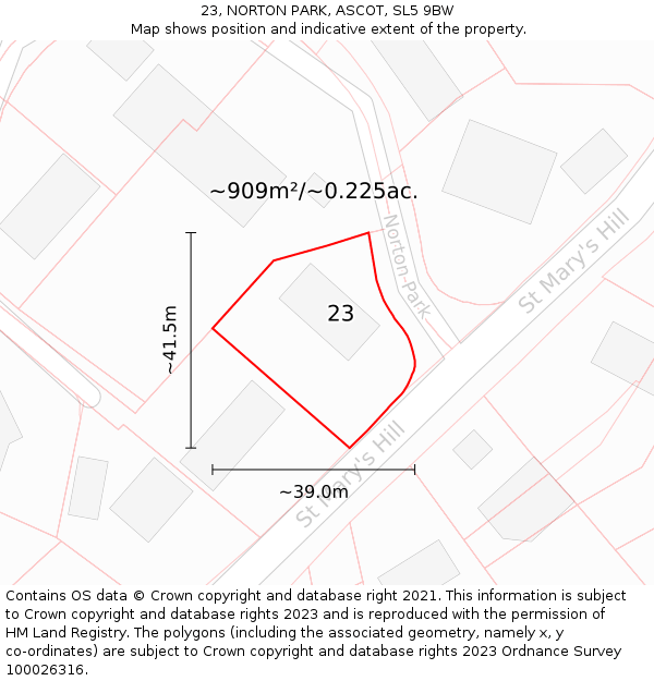 23, NORTON PARK, ASCOT, SL5 9BW: Plot and title map