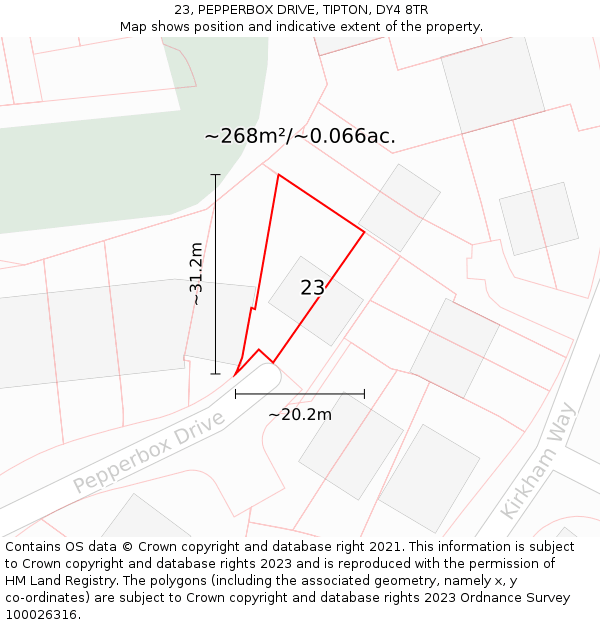 23, PEPPERBOX DRIVE, TIPTON, DY4 8TR: Plot and title map