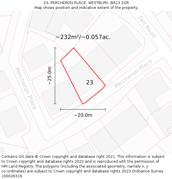 23, PERCHERON PLACE, WESTBURY, BA13 2GR: Plot and title map
