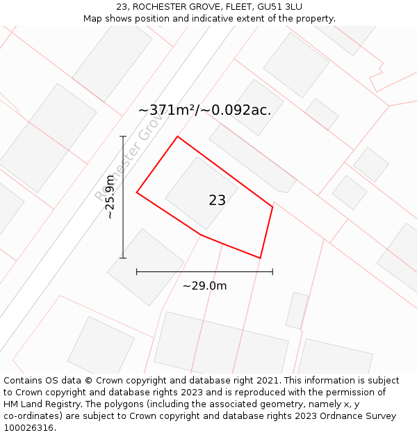 23, ROCHESTER GROVE, FLEET, GU51 3LU: Plot and title map