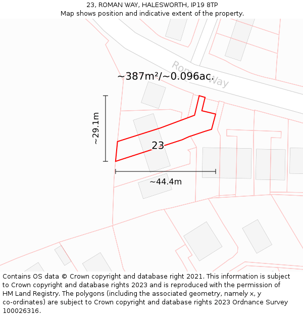 23, ROMAN WAY, HALESWORTH, IP19 8TP: Plot and title map