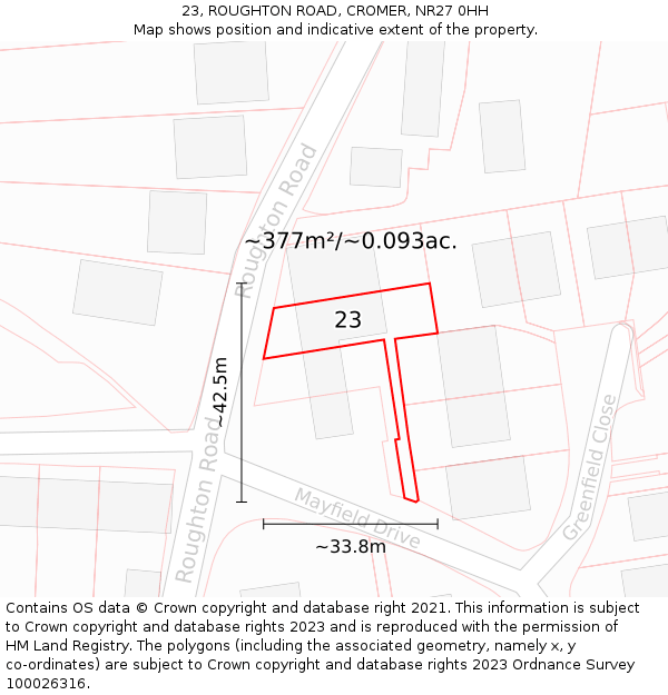 23, ROUGHTON ROAD, CROMER, NR27 0HH: Plot and title map