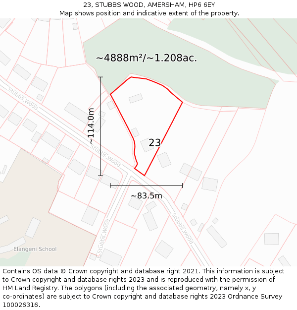 23, STUBBS WOOD, AMERSHAM, HP6 6EY: Plot and title map