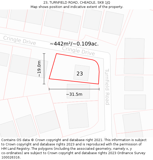 23, TURNFIELD ROAD, CHEADLE, SK8 1JQ: Plot and title map