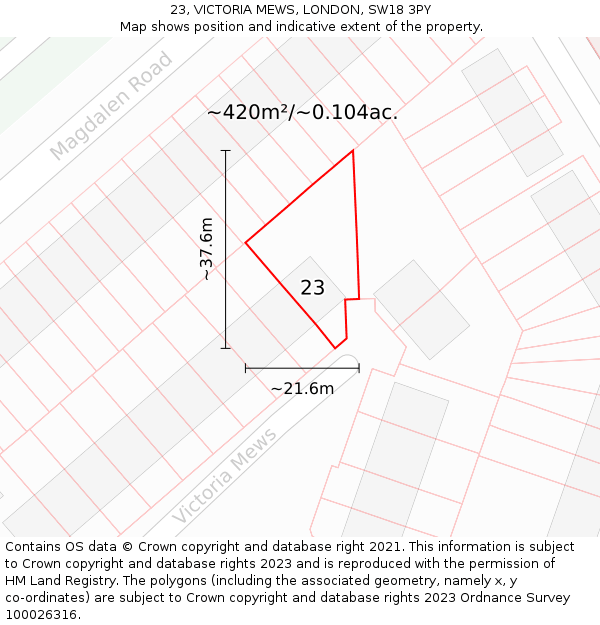 23, VICTORIA MEWS, LONDON, SW18 3PY: Plot and title map