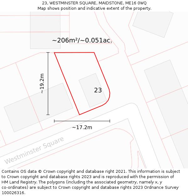 23, WESTMINSTER SQUARE, MAIDSTONE, ME16 0WQ: Plot and title map