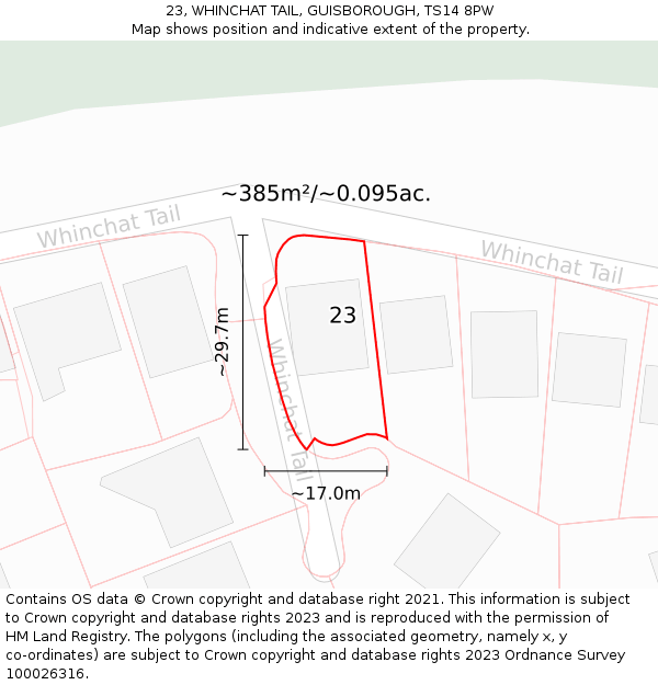 23, WHINCHAT TAIL, GUISBOROUGH, TS14 8PW: Plot and title map