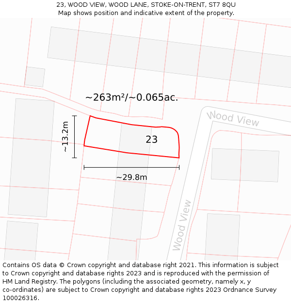 23, WOOD VIEW, WOOD LANE, STOKE-ON-TRENT, ST7 8QU: Plot and title map