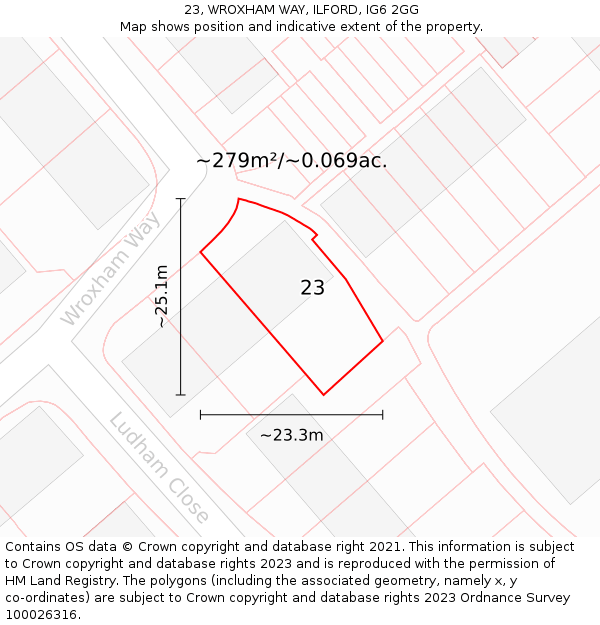 23, WROXHAM WAY, ILFORD, IG6 2GG: Plot and title map