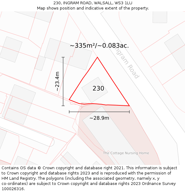 230, INGRAM ROAD, WALSALL, WS3 1LU: Plot and title map