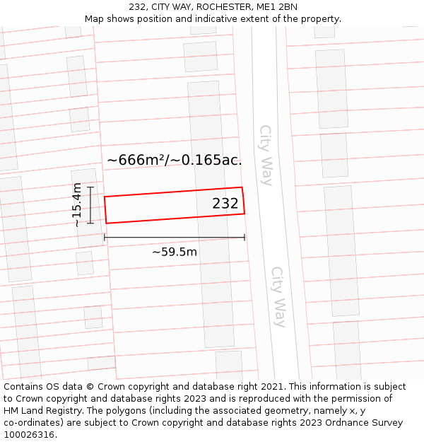 232, CITY WAY, ROCHESTER, ME1 2BN: Plot and title map