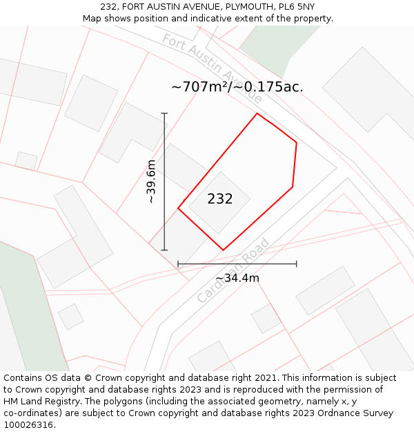 232, FORT AUSTIN AVENUE, PLYMOUTH, PL6 5NY: Plot and title map