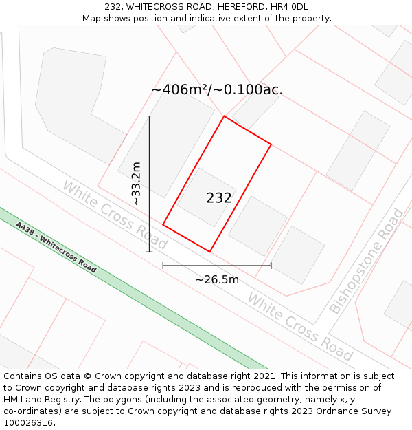 232, WHITECROSS ROAD, HEREFORD, HR4 0DL: Plot and title map