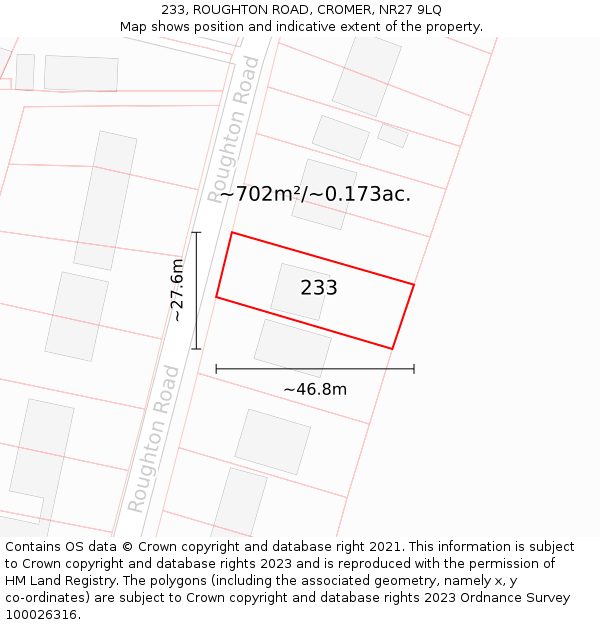 233, ROUGHTON ROAD, CROMER, NR27 9LQ: Plot and title map