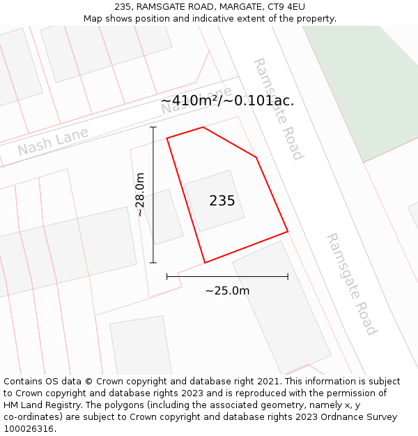 235, RAMSGATE ROAD, MARGATE, CT9 4EU: Plot and title map