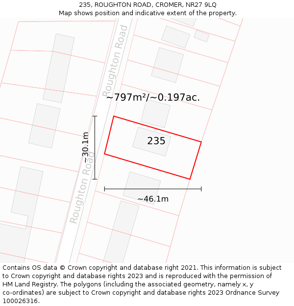 235, ROUGHTON ROAD, CROMER, NR27 9LQ: Plot and title map