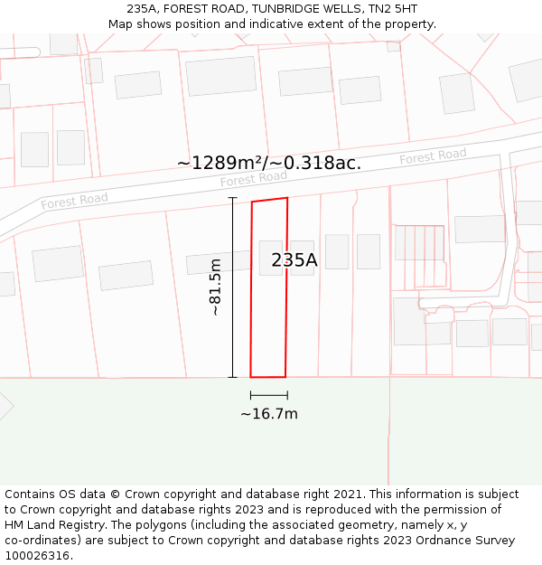 235A, FOREST ROAD, TUNBRIDGE WELLS, TN2 5HT: Plot and title map