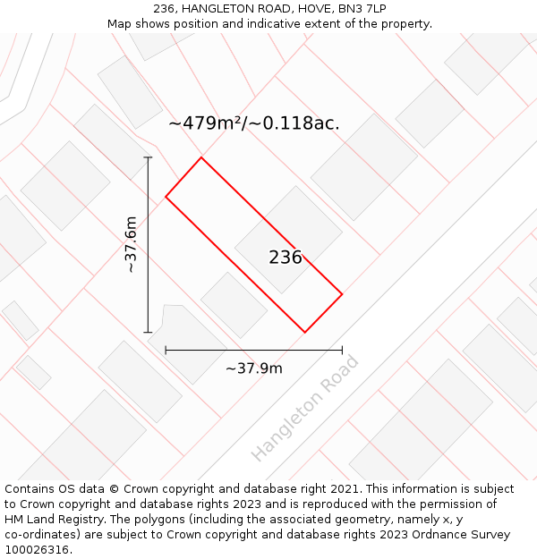 236, HANGLETON ROAD, HOVE, BN3 7LP: Plot and title map