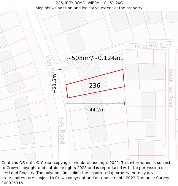 236, IRBY ROAD, WIRRAL, CH61 2XG: Plot and title map