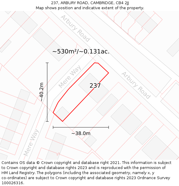 237, ARBURY ROAD, CAMBRIDGE, CB4 2JJ: Plot and title map