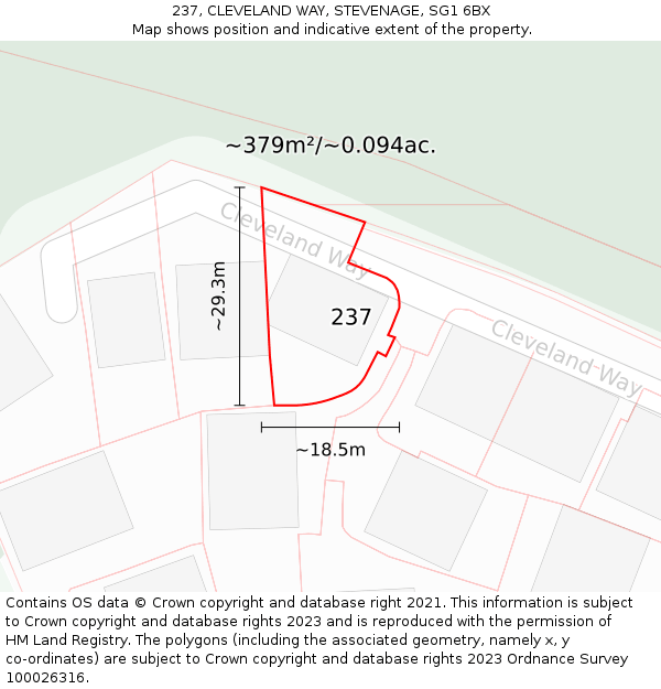 237, CLEVELAND WAY, STEVENAGE, SG1 6BX: Plot and title map