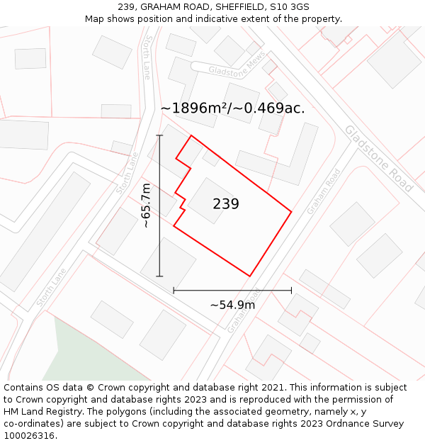 239, GRAHAM ROAD, SHEFFIELD, S10 3GS: Plot and title map