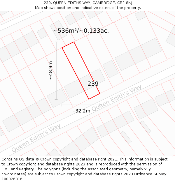 239, QUEEN EDITHS WAY, CAMBRIDGE, CB1 8NJ: Plot and title map