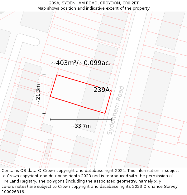 239A, SYDENHAM ROAD, CROYDON, CR0 2ET: Plot and title map