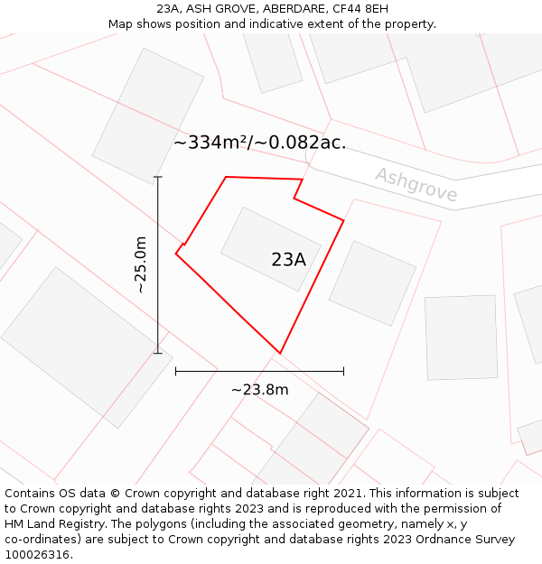 23A, ASH GROVE, ABERDARE, CF44 8EH: Plot and title map