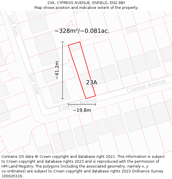 23A, CYPRESS AVENUE, ENFIELD, EN2 9BY: Plot and title map