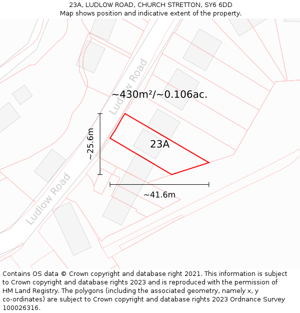 23A, LUDLOW ROAD, CHURCH STRETTON, SY6 6DD: Plot and title map