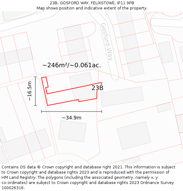 23B, GOSFORD WAY, FELIXSTOWE, IP11 9PB: Plot and title map