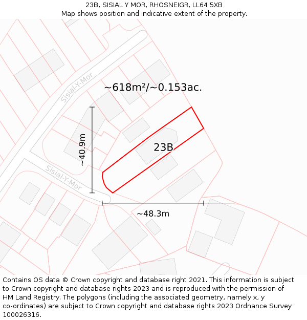 23B, SISIAL Y MOR, RHOSNEIGR, LL64 5XB: Plot and title map