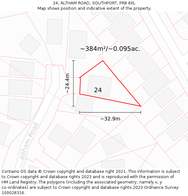 24, ALTHAM ROAD, SOUTHPORT, PR8 6XL: Plot and title map