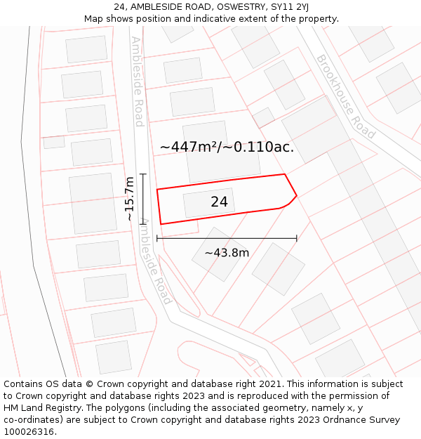 24, AMBLESIDE ROAD, OSWESTRY, SY11 2YJ: Plot and title map