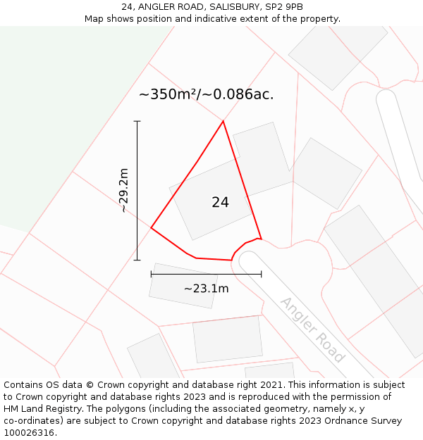 24, ANGLER ROAD, SALISBURY, SP2 9PB: Plot and title map