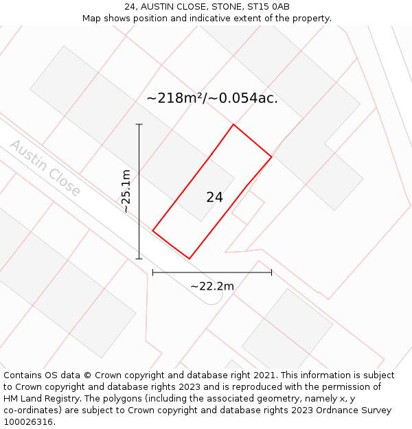 24, AUSTIN CLOSE, STONE, ST15 0AB: Plot and title map